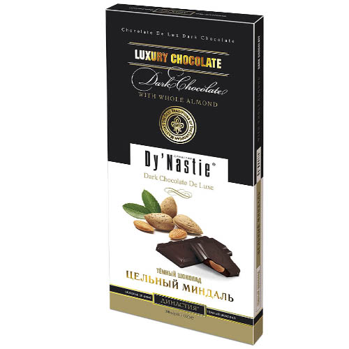 Шоколад Династия тёмный с цельным миндалём 100г Шоколад Династия тёмный с цельным миндалём 100г