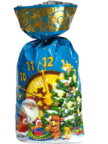 №905 Пакет Новогодние часы (пластик) 700г