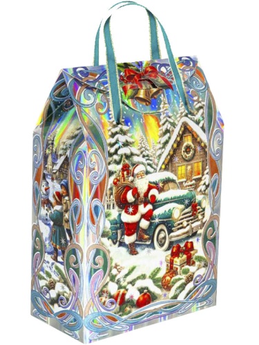 №382у Упаковка Сумочка Ретро-авто (картон премиум) 800г
