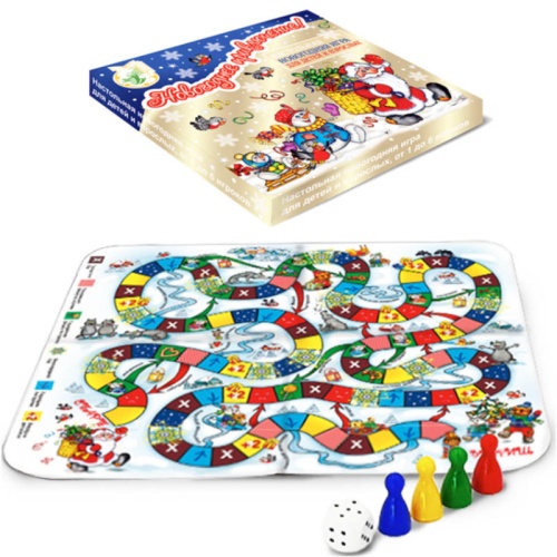 №812 Игра «Новогоднее Приключение» (игровое поле, 4 фишки, кубик)