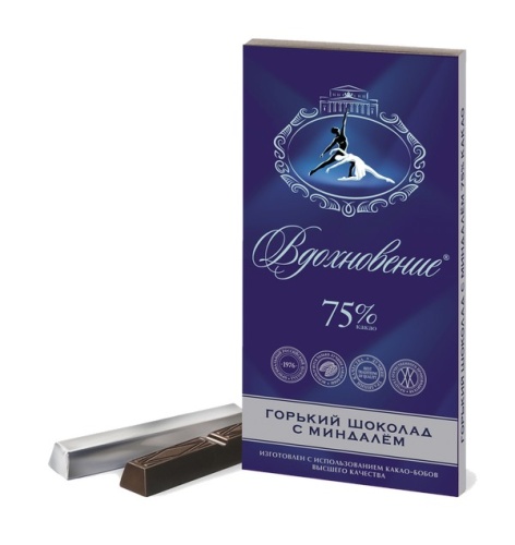 Шоколад Вдохновение Элитный с миндалем 75% какао 100г