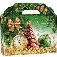№185у Упаковка Ёлочный ларец (плотный картон) 1000г