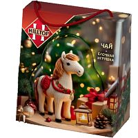 №502ч Чай Hilltop Королевское золото Елочная игрушка в футляре Лошадка с фонариком 50г