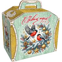 №282у Упаковка Ларец Снегири (плотный картон) 1000г