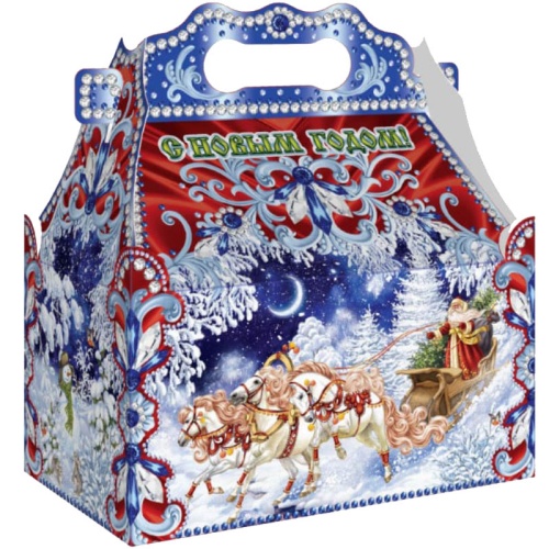 №765у Упаковка Ларец Три белых коня (плотный картон) 1200г