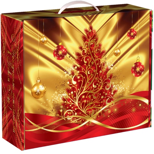 №674у Упаковка Чемодан Красное золото (плотный картон) 2300г