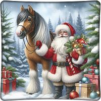 №592у Упаковка Подушка Дед Мороз с лошадкой  2000г