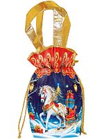 №580у Упаковка Сумка-мешок Сани с подарками 1600г