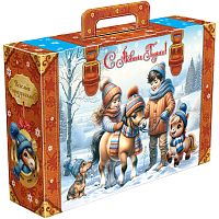 №177у Упаковка Чемодан Шарфики (плотный картон) 1200г