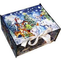 №607у Упаковка Шкатулка Снегопад (дерево) 1300г